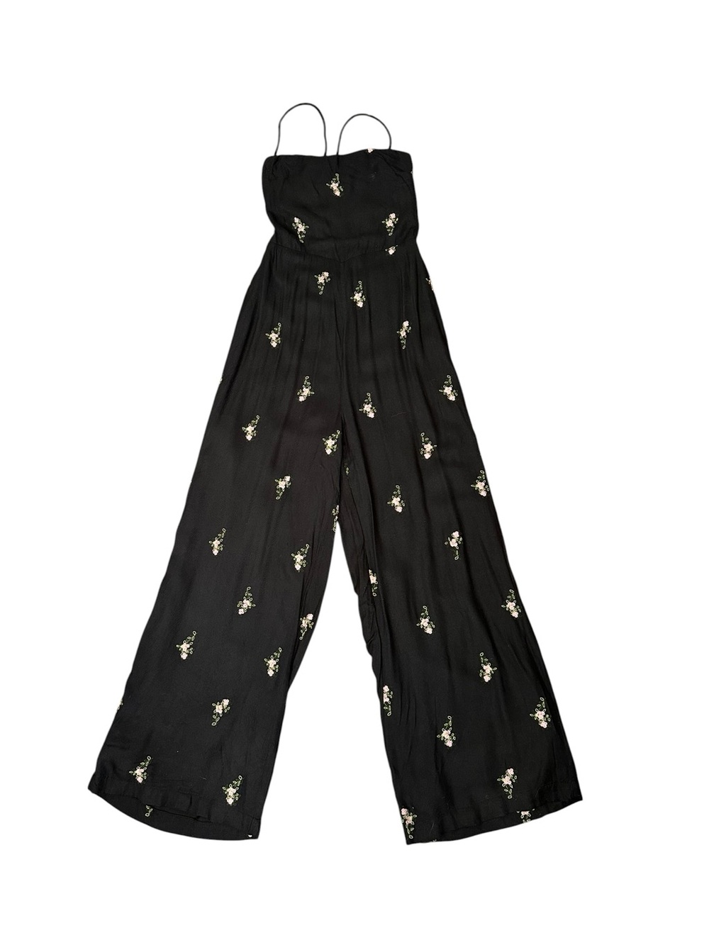 House of Harlow 1960 x Revolve Natalie Black Wide-Leg Jumpsuit Floral Embroidery - Picture 4 of 16